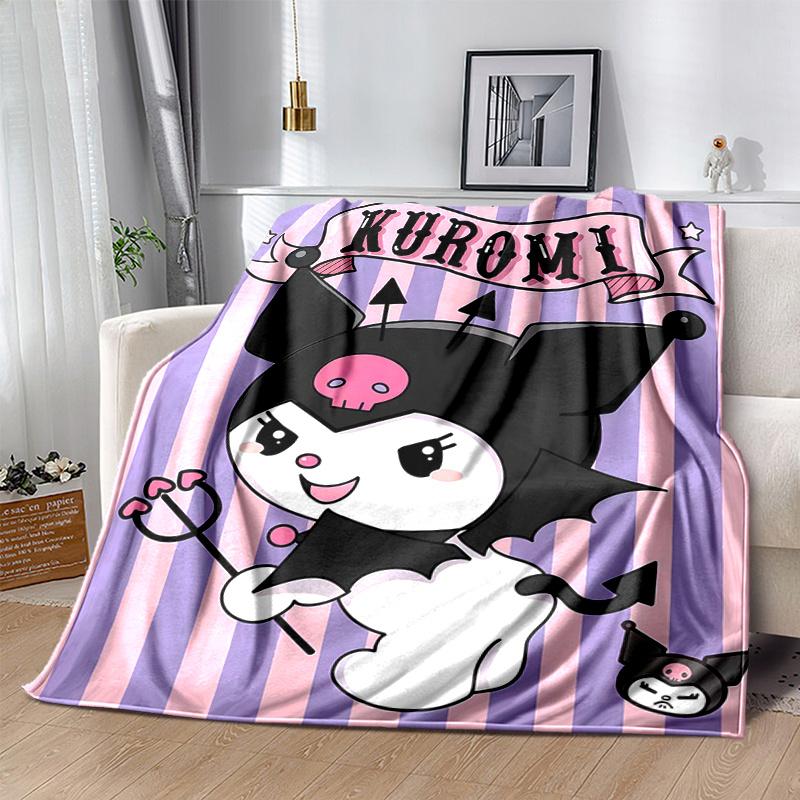 1pc The Cute Devil Kuromi Blanket, Soft Throw for Home Decor, Perfect Gift for Family and Friend, Seasonal Use, Cozy Bedding Cover, Living Room, Trave