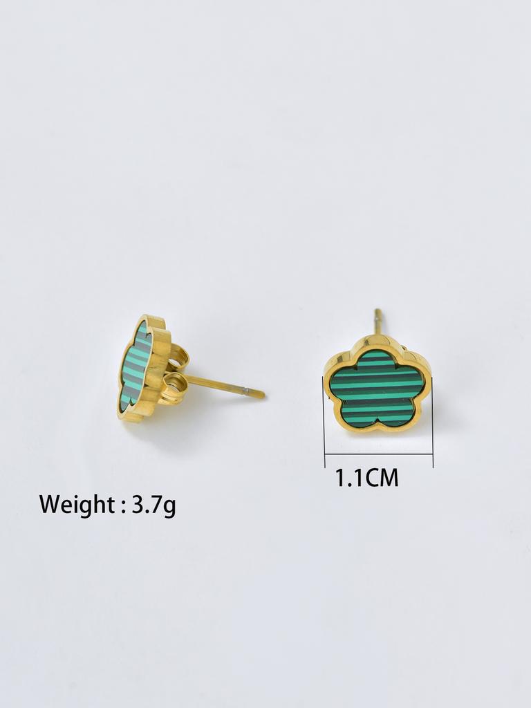 1 Piece Simple Stainless Steel Oil Drop Five Flower Ring Earrings Birthday Gift for Mom and Friends Various Occasions
