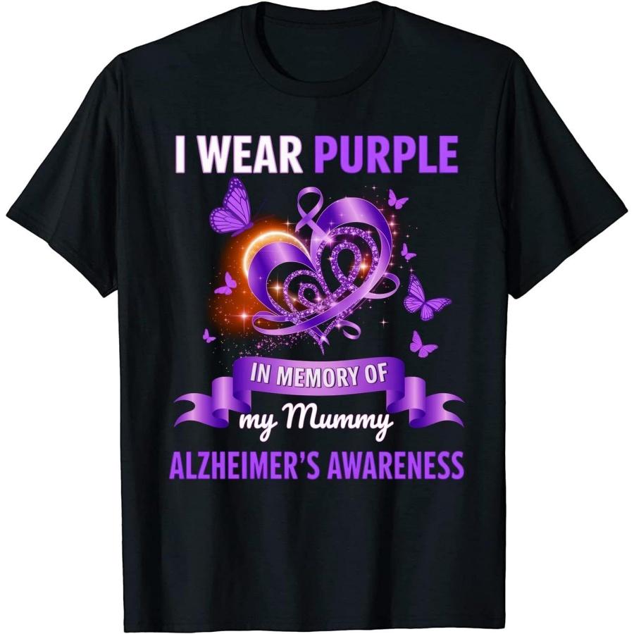 InconicTee Alzheimer s Awareness Gift I Wear Purple in Memory of My Mummy T-Shirt, Tank Top, V-Neck, Hoodie, Long Sleeve, for Men Women Kids S
