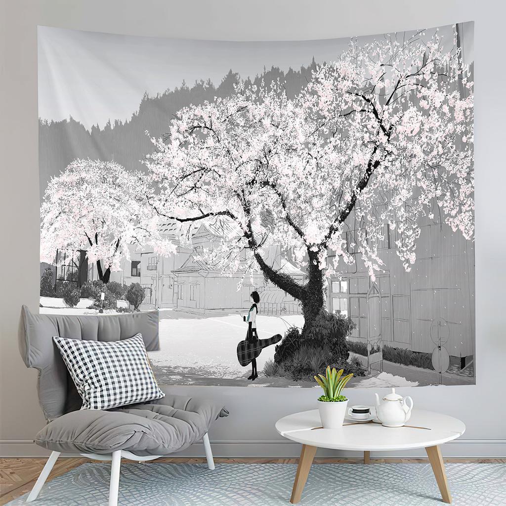 Mountain Fuji Japan Tapestry Cherry Sakura Blossom Temple Tapestry Wall Hanging Decor Tapestries Bedroom Home Living Room Dorm