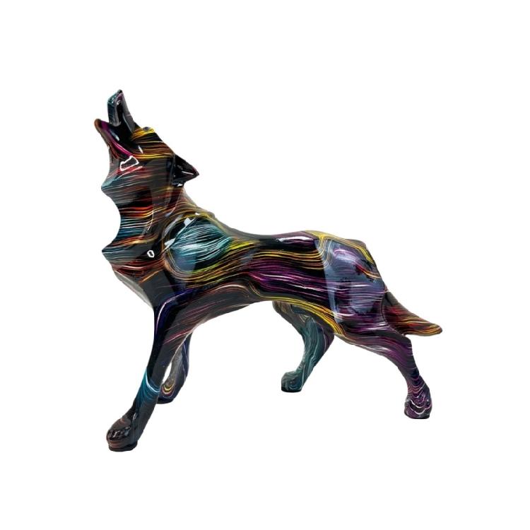Geometric Wolf Sculpture Resin Animal Figurine for Modern Home and Office Decoration Unique Animal Figure