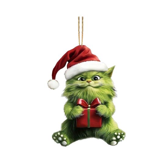 

Автомобильное подвесное украшение 2D акриловый кулон на зеркало заднего вида милый зеленый кот