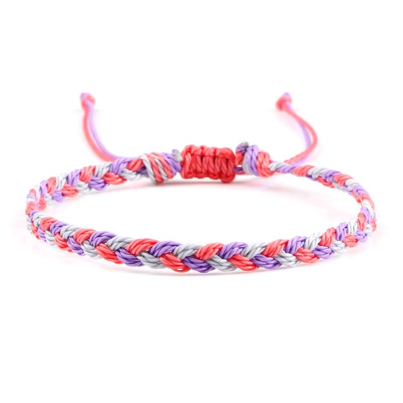 Adjustable Colorful Three-Strand Braided Waxed Thread Bracelet Set for Couples and Handmade Jewelry