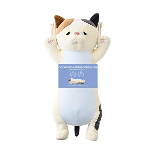 Livheart Premium Sleepy Animals Cool Pillow, Calico Cat Yuzu (approx. 56cm long), Cool to the Touch, Antibacterial, 88603-10