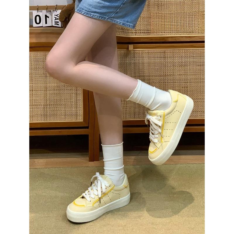 Thick-soled Little White Shoes Women's 2 Spring New Versatile Sports and Leisure Bread Shoes Heightening Board Shoes