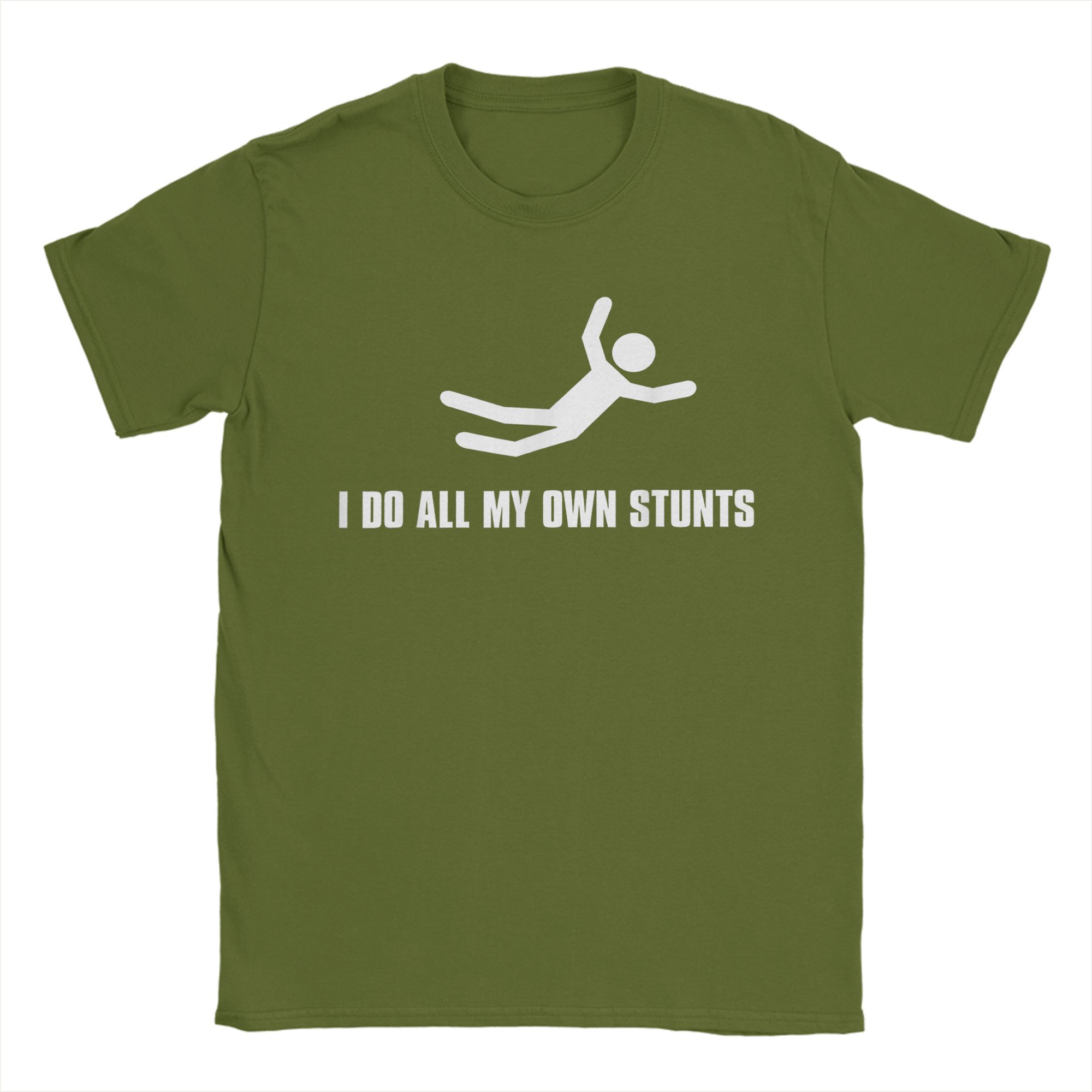 I do all my own Stunts Dark Men s T Shirts  Vintage Tee Shirt Short Sleeve Crewneck T-Shirt 100% Cotton Printed Tops 4XL