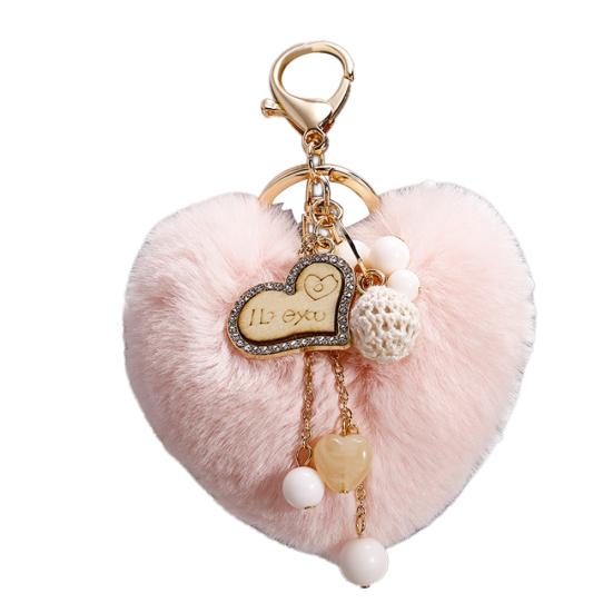 

Plush Heart Shape Pendant Keychain Car Key Ring Holder Bag Pouch Hanging Decor розовый