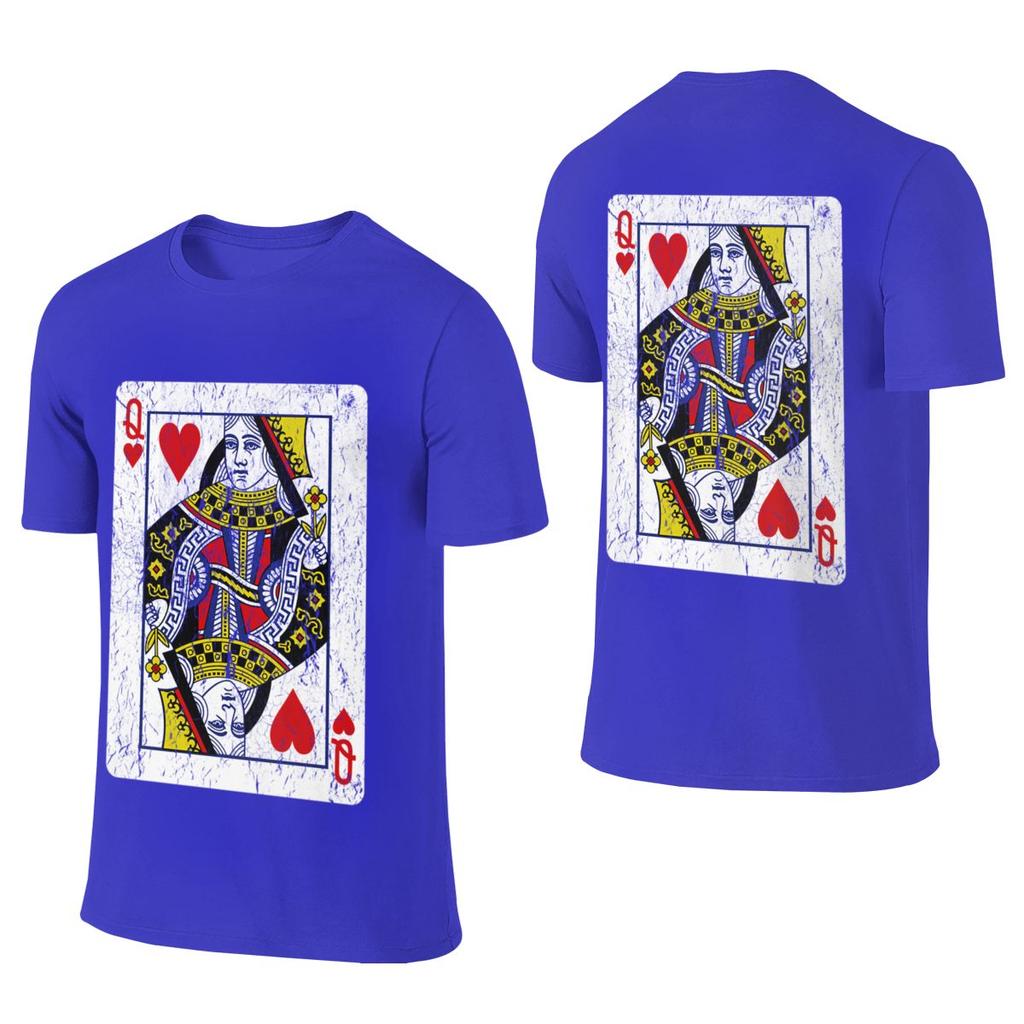 Queen Of Hearts Playing Card Short Style Reversible Tshirt Casual Vibe Korean Atmosphere Tshirt