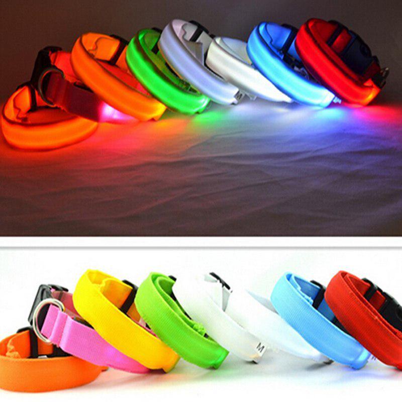 Naylon Led Pet köpek tasması Gece Güvenliği Yanıp Sönen Glow Köpek Tasma Köpekler Aydınlık Floresan Yaka