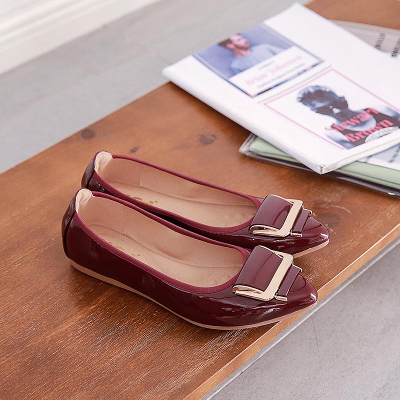 

Fashion Metal Square buckle patent leather foldable ballet flats women slip on ballerina comfy pointed toe roll-up flats shoes women2025 5