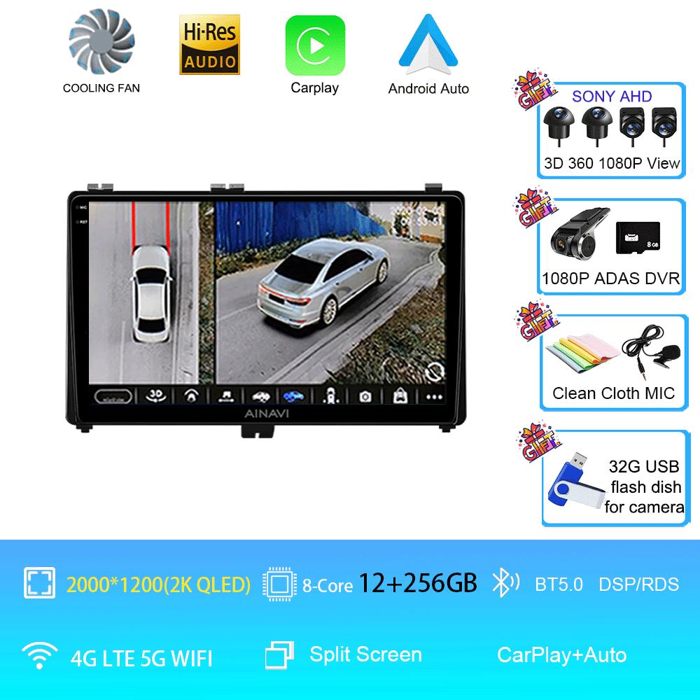 9" Android 14 Car Radio For Toyota Prius V Plus Alpha 2012 2013 2014 2015 Stereo Player GPS Navigation Carplay Auto LHD RHD DVD