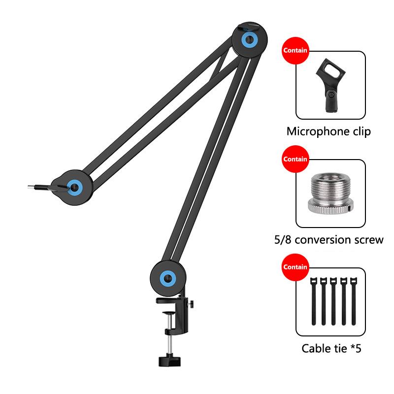 Adjustable Microphone Boom Arm Stand Bracket For Gaming Streaming Recording Usb Condenser Mic Desktop Mount Fold Mike Holder