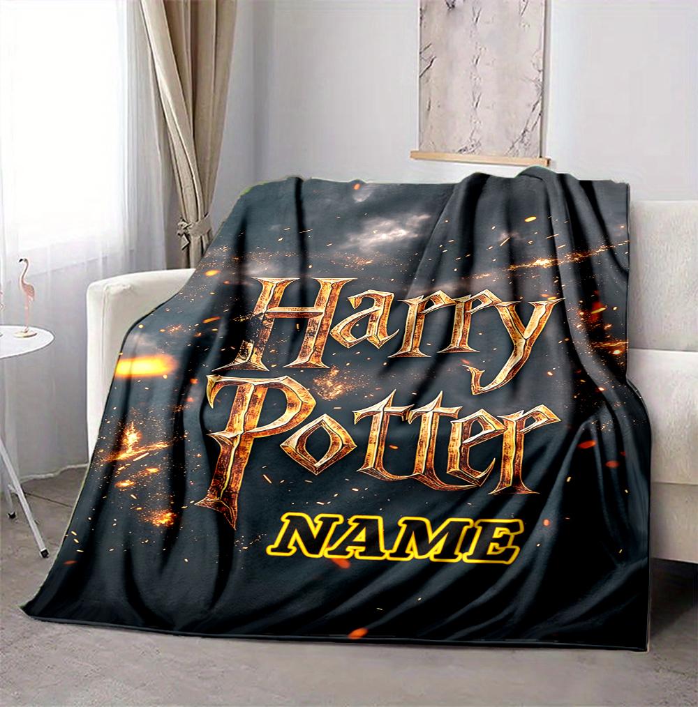 Custom Name Harry Potter Flannel Blanket Throw Blanket Soft Warm Sofa Bed Home Decor Unique Gift