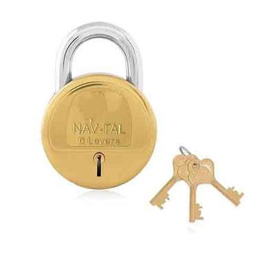 Nav-tal 6 Levers Round Padlock for Main Door with 3 Keys, Hardened Shackle Brass B079N5VBWV