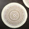 Eco-friendly round Japanese minimalist wind fringed placemat table mat coaster natural color jute modern minimalist
