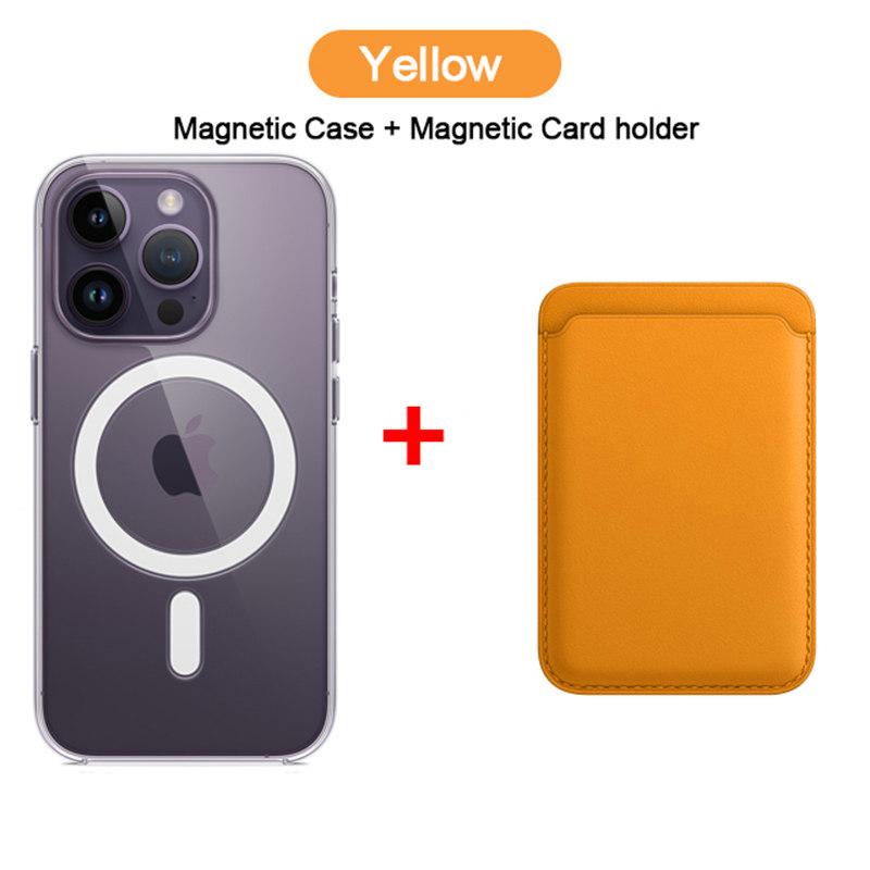 2-i-1 for Magsafe Kortholder Lommebok Magnetveske For iPhone 15 14 13 12 11 Pro XS Max X XR Trådløst ladetilbehør