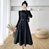 Französisches Retro Karomuster Woll-Trägerkleid-Set - Schickes Herbst/Winter Zweiteiler-Outfit