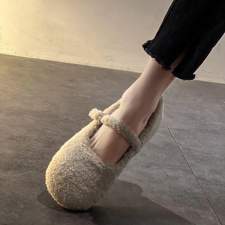 Mary Jane Women's Furry Velvet Flat Shoes - 2025 Autumn/Winter Korean Style