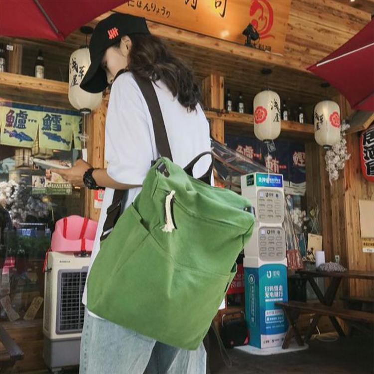 NOMK Canvas Backpack Women's Fruit Green/White/Ginger Yellow/Black MK-2506