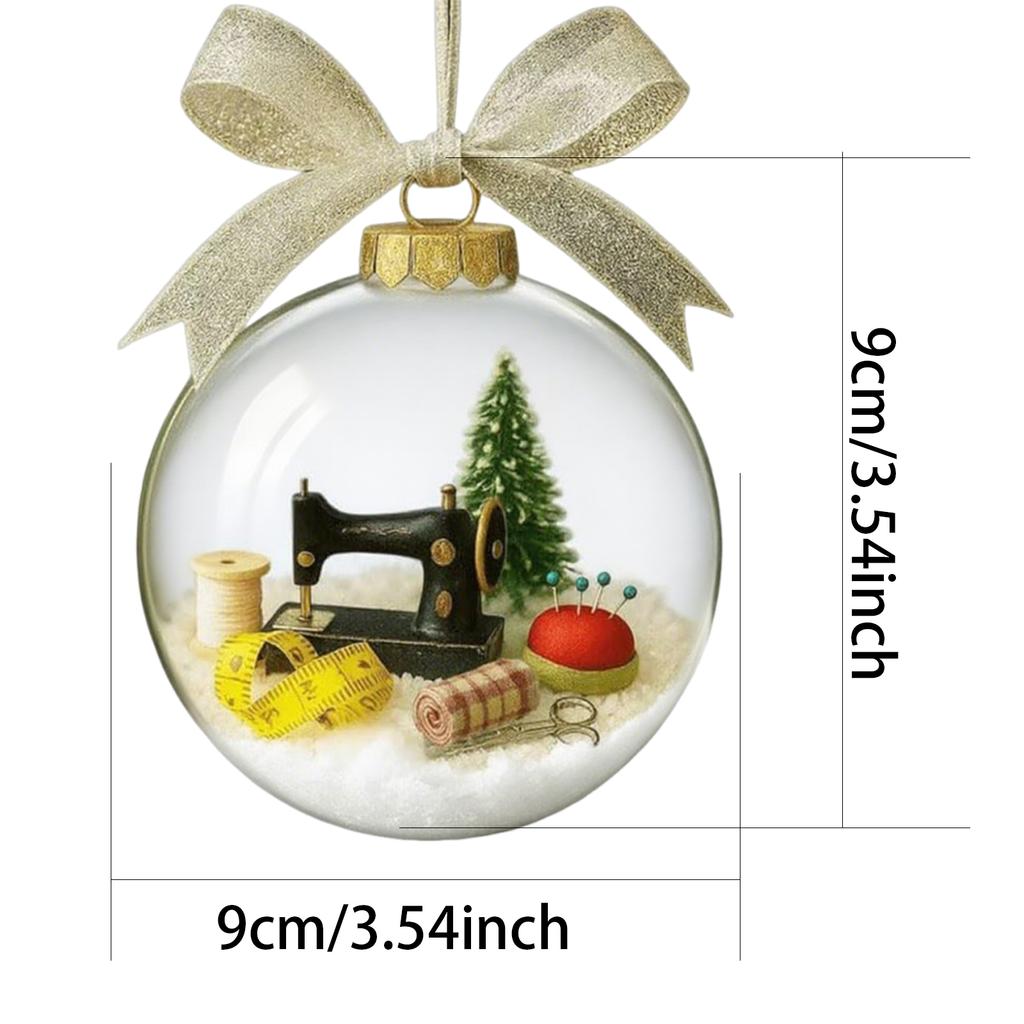 Sewing Machine Themed Transparent Ball Christmas Decor Ball Craft Decor Holiday Sewing Snow Globe Ornament for Xmas Decor