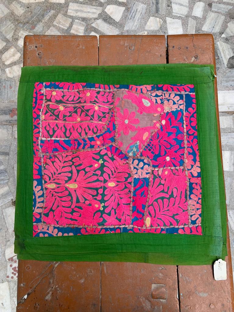 Hand Embroidered Cotton Pillow Cover: Bohemian Decorative Cushion 40