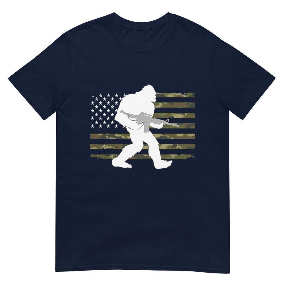 Bigfoot Gun Owner Camo Us American Flag Sasquatch Ar15 Rifle Tshirt S