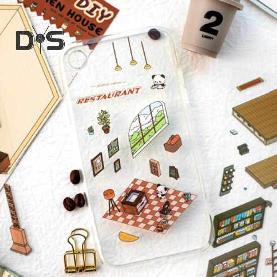 4Pcs DIY Scene Stickers 3D Miniature House Stickers Set Reusable Easy To Use DIY Projects Bookstore Scene Stickers