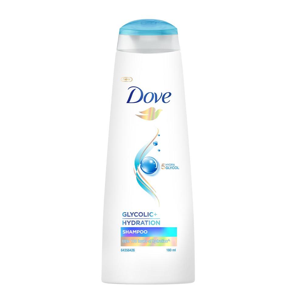Dove Glycolic + Hydration Schampo 180 ml Med 5% Hydra-Glycol För Upp Till 100 Timmar Av Återfuktat, Flytande Hår.