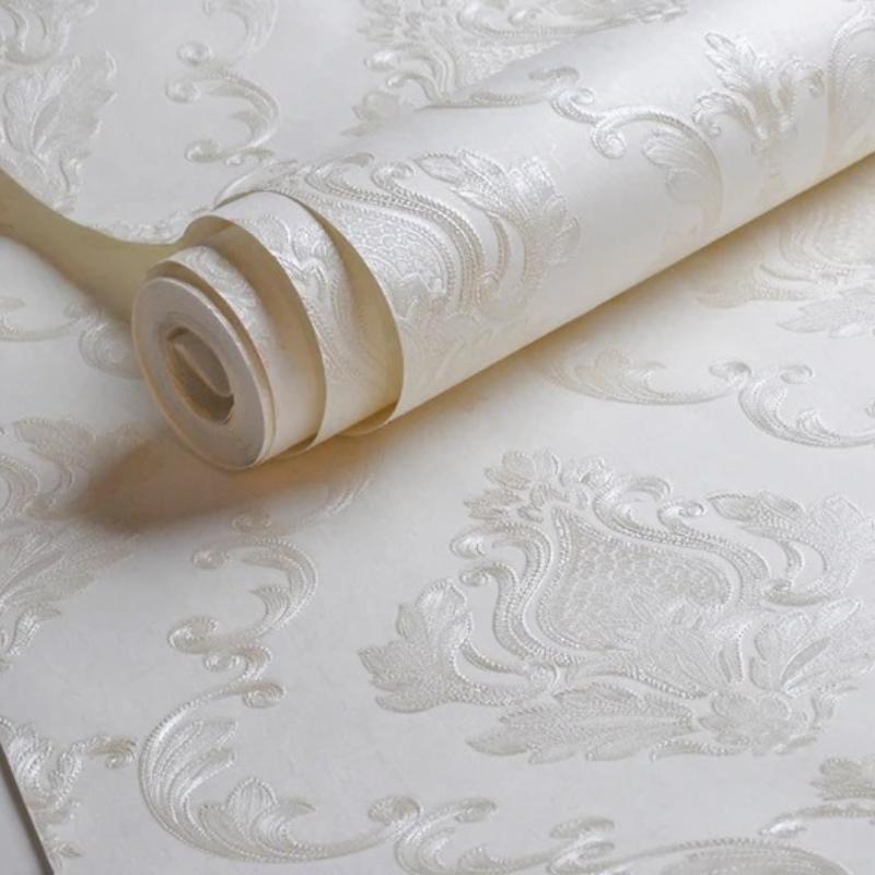 Modern Minimalist Relief Wallpaper, Bedroom, Living Room Background, Floral Patterns, 3D Textured Satin Home Decoration