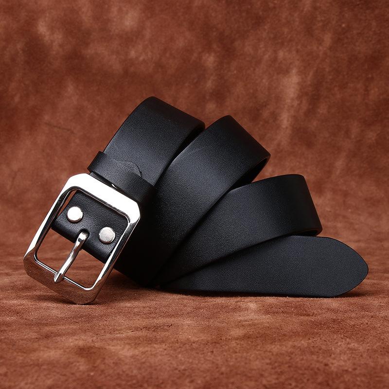 Men'S Fashionable Simple And Versatile Light Luxury Stainless Steel Buckle Belt Men'S Genuine Leather First Layer Cowhide Business Leisure Belt
