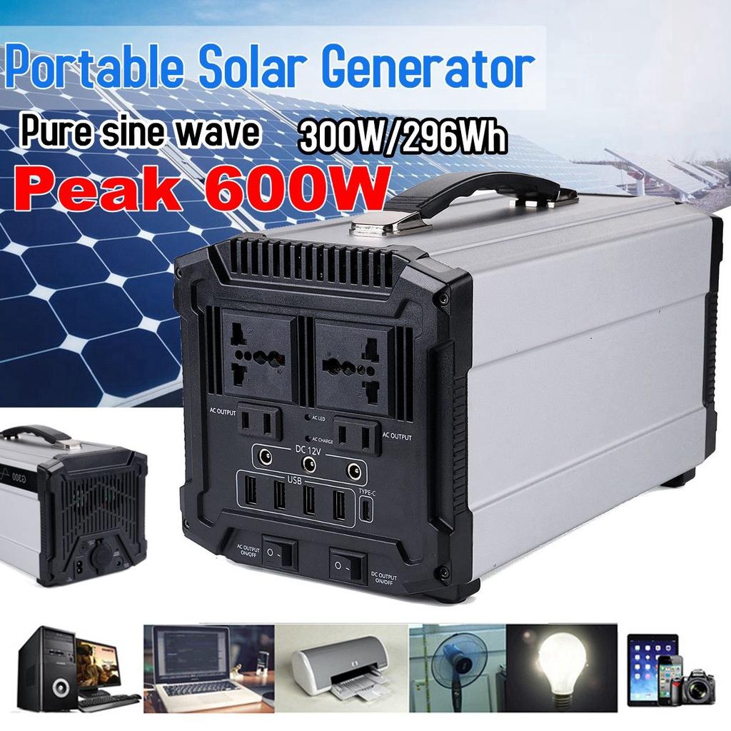 G300 296Wh Portable Power Station Solar Generators Pure Sine Wave Inverter Power Supply 600W for CPAP Home Camping Emergency Tool