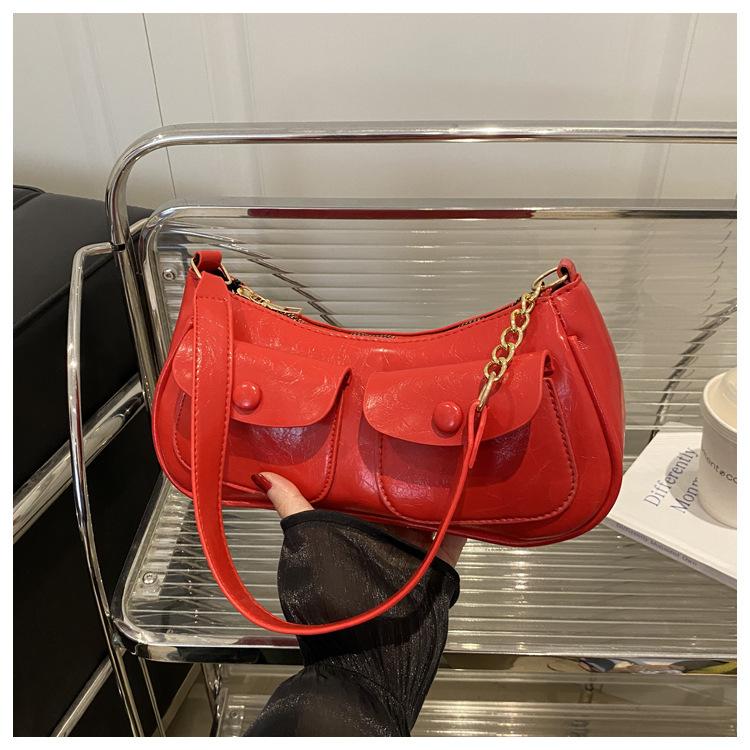 

Повседневная женская новая летняя модная однотонная сумка-мессенджер на плечо/подмышку большой вместимости с несколькими карманами красный