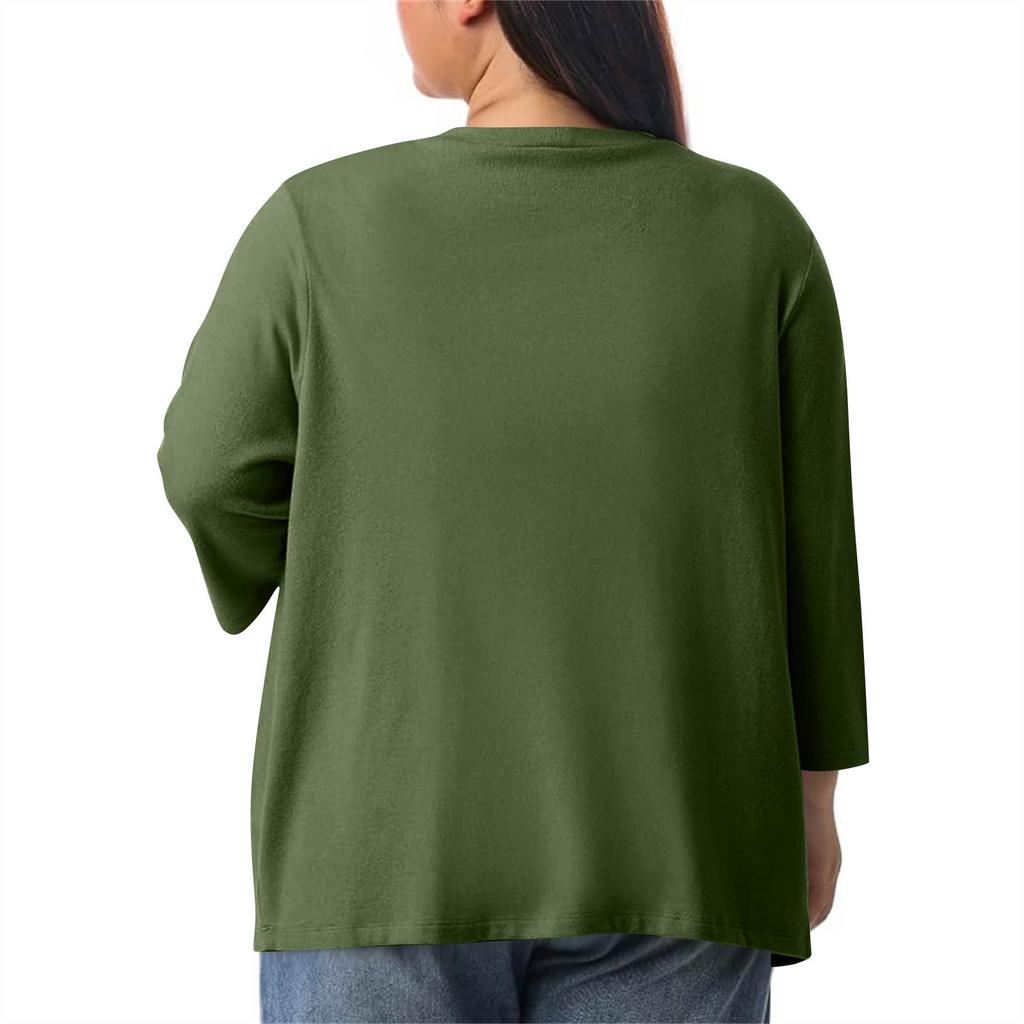 Women's Fall And Winter Fashion Casual Soild 3/4 Sleeve Mid-Length Cardigan Jacket