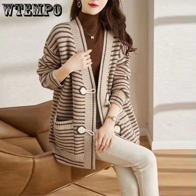 Frühling Neue Beliebte Strickjacke Damen Vielseitiges Gestreiftes Strickhemd Super Schöner Mantel Mode Premium Top