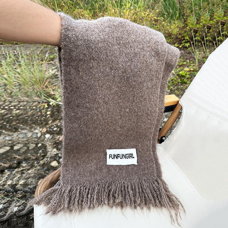 Autumn and Winter New Fashion Atmosphere Scarf Women's Warm Versatile Simple High-end Fringed Wool Scarf