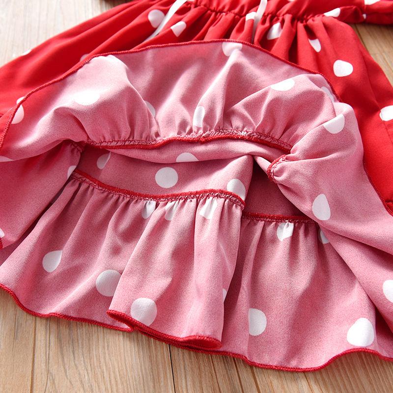 Baby Summer Short-sleeved Skirt Girls Polka Dot Lapel Dress Children's Chiffon Skirt