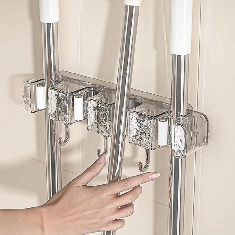 Wall Mount Broom Grippers Mop and Broom Holder Self Adhesive No Drilling Broom Hanger Hook for Kichen Home and Garden
