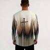 Men Gradient Color Crew Neck Long Sleeve T Shirt Faith Letter Print Casual Daily Wear Top For Spring Autumn