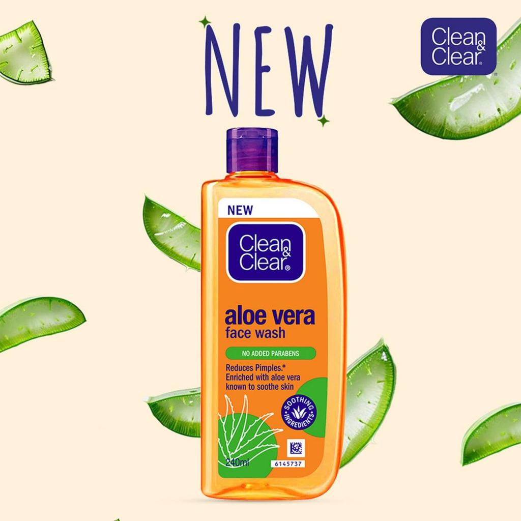 Clean & Clear Aloe Vera Face Wash 240ml Pack Of 1 Gentle Daily Skin Care For Clear Glowing Face