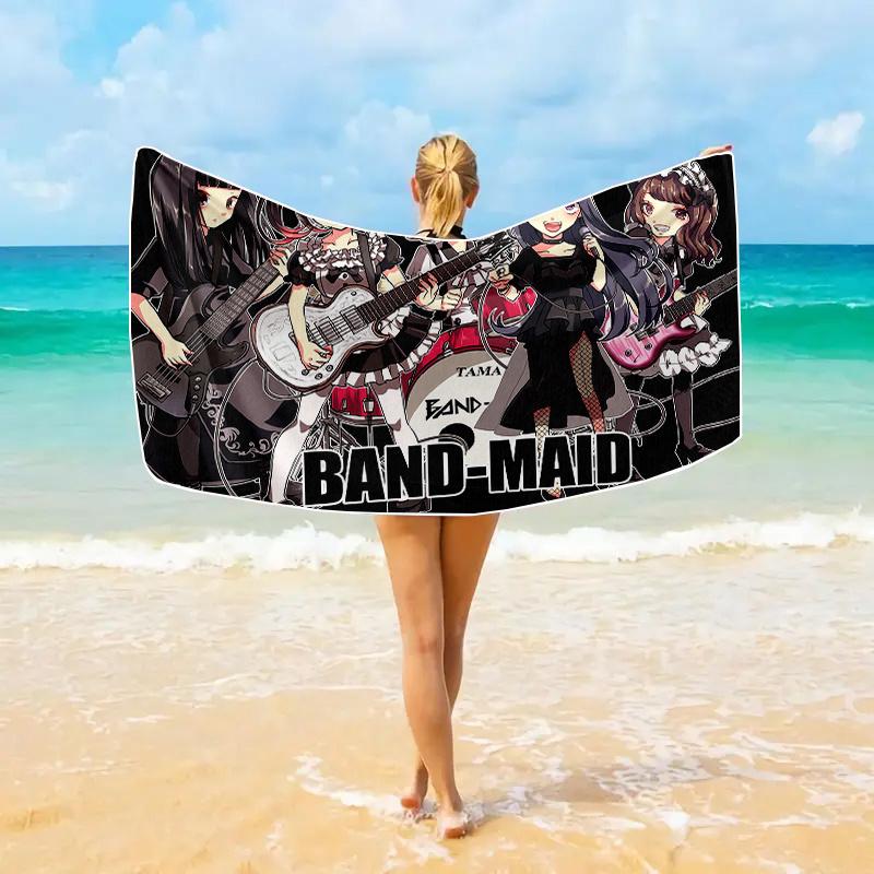 Band-Maid Cute Rock Band Anime Beach Towel Microfiber Soft Quick Dry Maid Outfit Music Print Bath Towel For Fan Swimming Outdoor