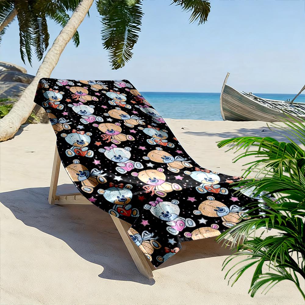 Cute Cartoon Teddy Bears Pattern Beach towel quick-drying for travel outdoor sports jogging beach and swimming