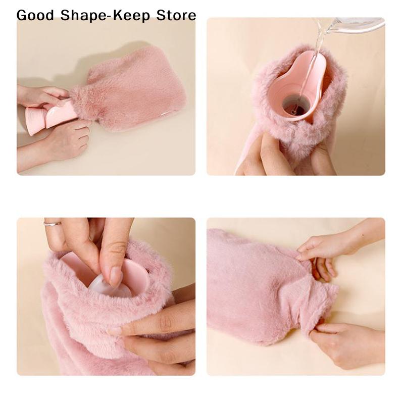 1000ML Removable Hand Warmer Hot Water Bottle with Cloth Cover Explosion-Proof Reusable Warmth for Winter for Girls