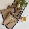 Rustic Linen Table Runner - Festive Christmas Design, Woven with Polyester Fibers and Hemp Blend, Perfect for Dining Table and Entryway Decor