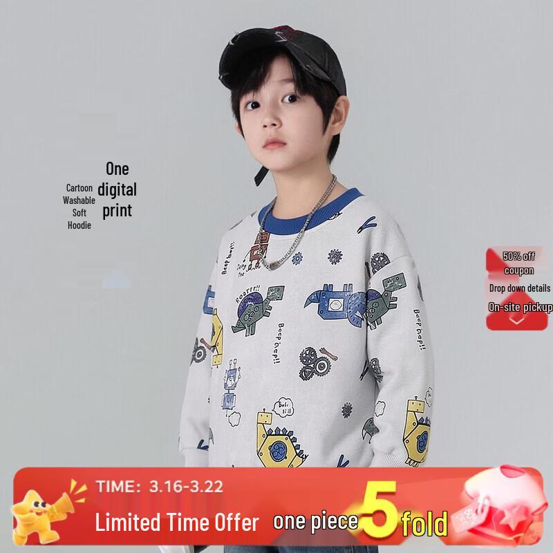 Boys  Casual Cotton Long-Sleeve Printed Sweatshirt 160