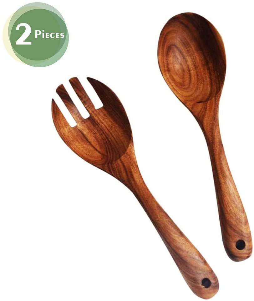 Akazienholz Schale Massivholz Salat Schale Servierset Mit Servierlöffeln Fabrikpreis für Obst Salate Dekoration Holz Schale
