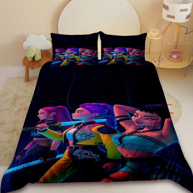 Комплект пододеяльника Saja Boys KPop D-Demon H-Hunters Комплект постельного белья Чехол для одеяла Подарок с 2 наволочками Декор спальни AU Double 180x210cm