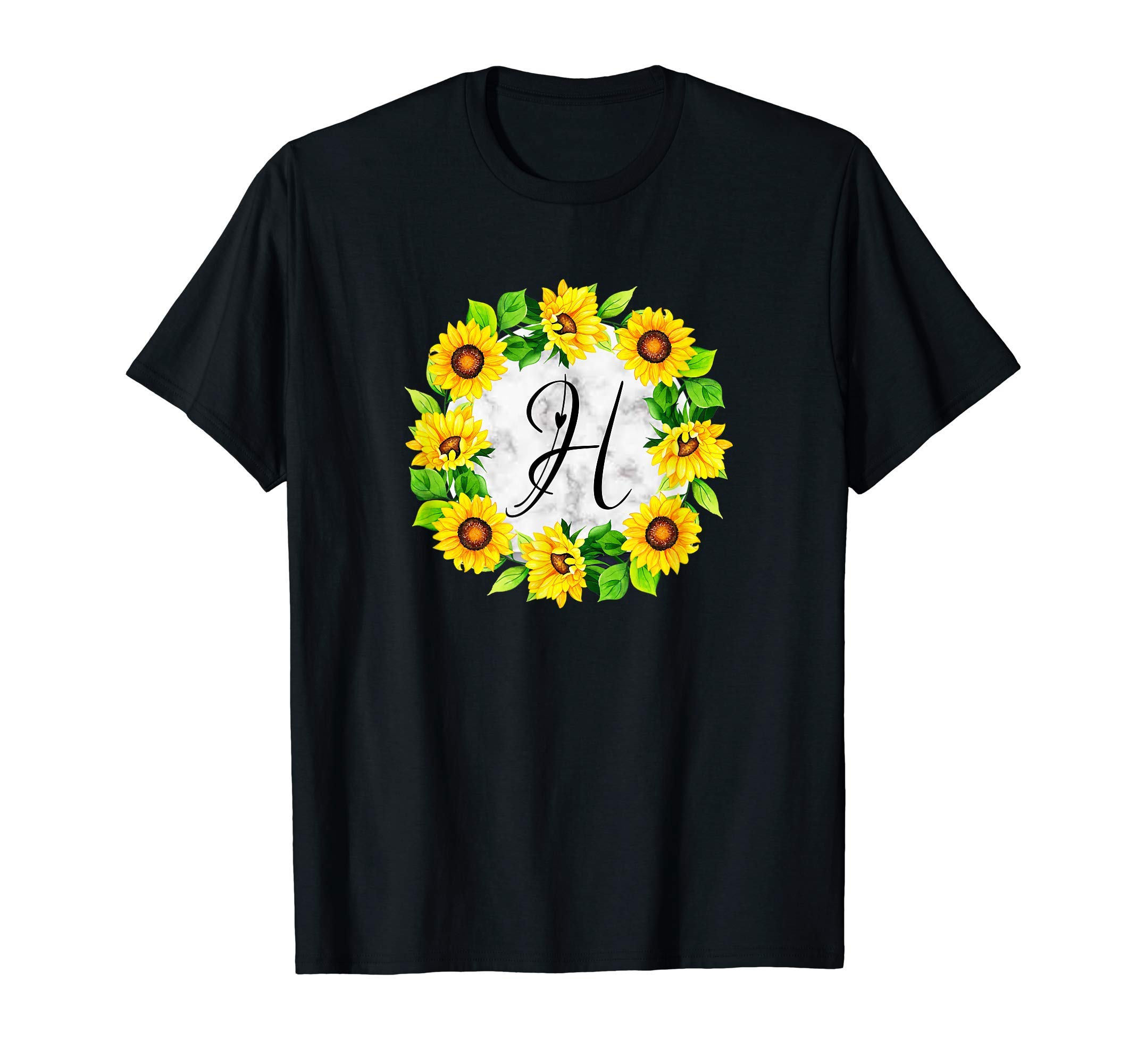 

Sunflower Letter H Initial Flower Style Design Cool Present T-shirt