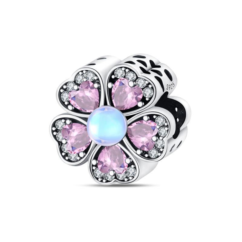 Copper Craft Plum Blossoms Azaleas Sunflowers Cherry Blossoms Sparkling Zircon Beads Charms Birthday Diy Exquisite Jewelry