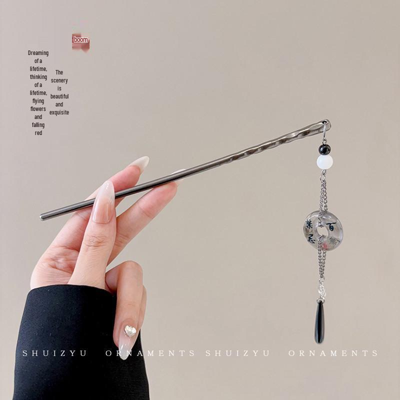 Ancient Chinese-Style Hanfu Hair Accessories: Elegant Updo Hairpins with Tassels for Women