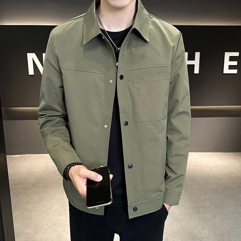 New Jacket for Men's Spring and Autumn Trendy Slim Korean Style Handsome Lapel Top Simple and Versatile Work Jacket